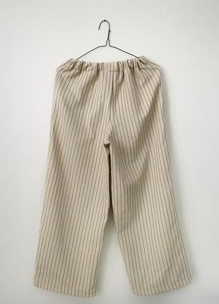 Бежевые брюки свободного кроя в полоску с пояском  reclaimed vintage5 фото