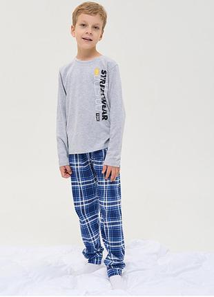 Піжама для хлопчика штани та джемпер клітинка 145381 фото