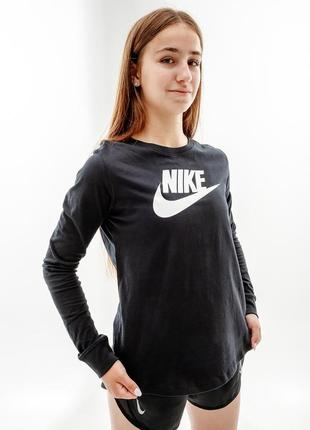 Женский лонгслив nike w nsw tee essntl ls icn ftra  черный s (7dfj0441-010 s)