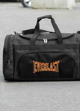 Мужская дорожная сумка everlast orange спортивная черная текстильная на 60л для путешествий1 фото