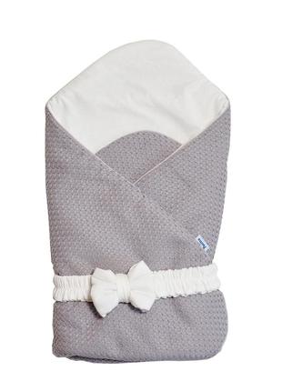 Конверт - плед с бантиком twins cotton 1418-tс-101, grey, светло серый1 фото