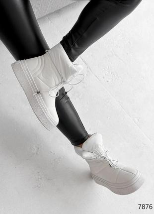 Ботинки дутики женские verta белые зима 7876 экокожа плащевка набивная шерсть5 фото