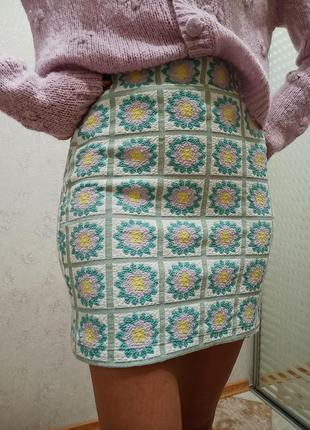 Мини юбка в цветочный принт1 фото