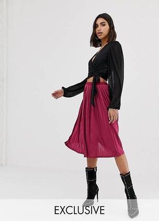 Малиновая гофрая юбка missguided2 фото