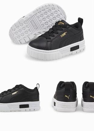 Кроссовки puma mayze leather jr black team gold,