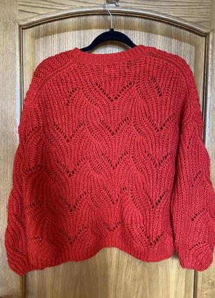 Модный красный как вязаный свитер 52-54 р10 фото