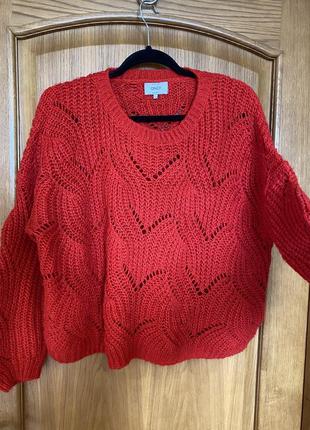 Модный красный как вязаный свитер 52-54 р6 фото