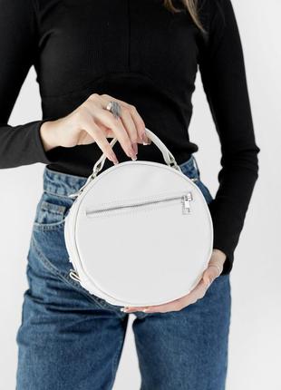 Женская круглая сумка sambag bale dolly белая5 фото