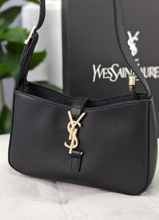 Чорна жіноча сумочка багет з ручкою на одне плече, маленька модна популярна сумка клатч6 фото