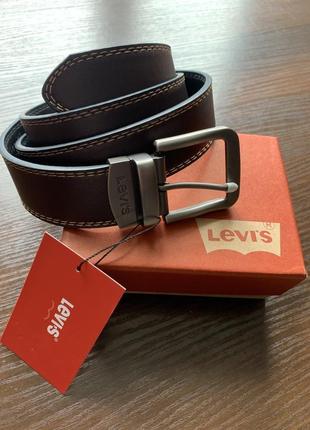 Ремень levis мужской черный коричневый на подарок подарочный набор7 фото