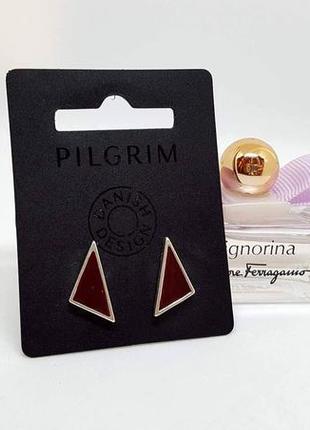 Серьги гвоздики эмаль разные цвета pilgrim дания элитная ювелирная бижутерия