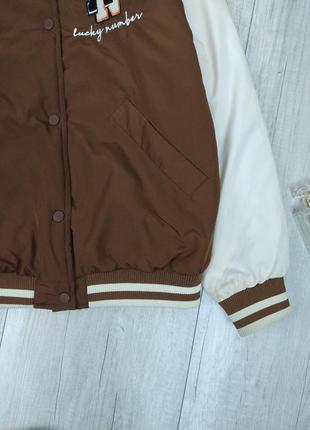 Женская куртка колледжа lc waikiki демисезонная с длинными рукавами коричневая размер 385 фото