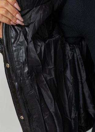 Куртка женская из эко-кожи на синтепоне, цвет черный, 129r28106 фото