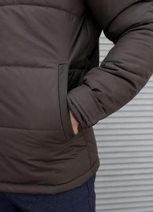 Мужская утепленная куртка хаки съемный капюшон5 фото