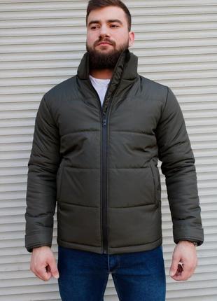 Мужская утепленная куртка хаки съемный капюшон9 фото
