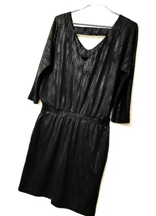 Ошатне вечірнє чорне плаття сукня міні стрейч цільні рукави, спинка напіввідкрита жіноча 42-44-468 фото