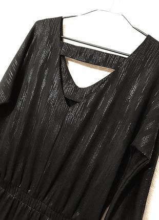 Ошатне вечірнє чорне плаття сукня міні стрейч цільні рукави, спинка напіввідкрита жіноча 42-44-469 фото