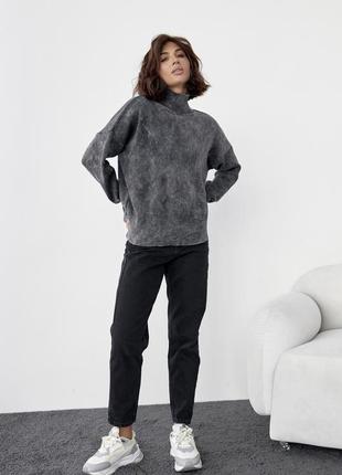 Свитер свитер с горловиной воротником вязаный мягкий теплый в технике тай дай кофта джемпер оверсайз объемный стильный тренд базовый однотон зара zara3 фото