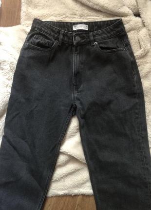 Джинси сіро чорні мом mom fit house щільний джинс катон 348 фото
