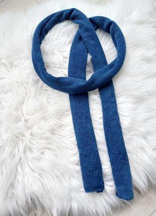 Синий шарф вельветовый велюровый синий шарфик