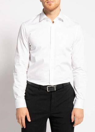 Белая мужская рубашка calvin klein slim fit l-xl