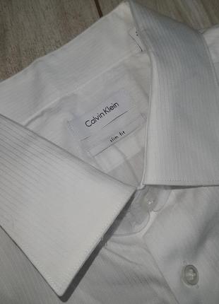 Белая мужская рубашка calvin klein slim fit l-xl4 фото