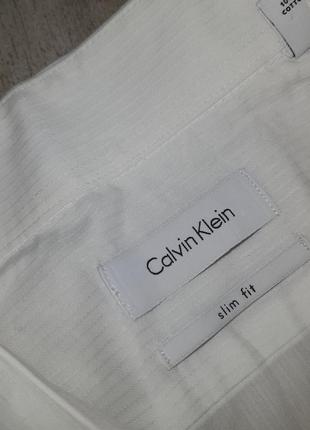 Белая мужская рубашка calvin klein slim fit l-xl8 фото