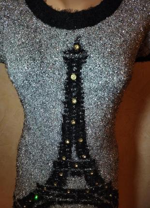 Платье туника paris серебристое, блестящее6 фото