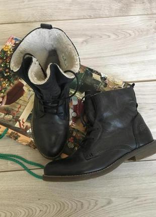 Кожаные зимние теплые утепленые ботинки полусапожки бренд pier one германия оригинал1 фото