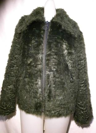 Женская темно-зеленая меховая  куртка, шубка тедди, шуба  осенняя, весенняя, зимняя.2 фото