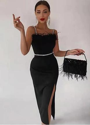 Бандажна сукня пір'я камені стрази