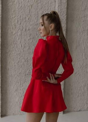 Комбінезон жіночий однонтонний на довгий рукав з шортами якісний стильний трендовий білий червоний4 фото