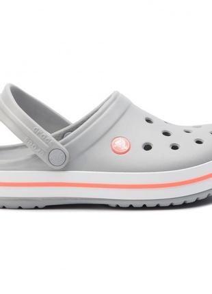 Сабо crocs crocband clog m11-44-28-28.5 см light grey / bright coral 11016-m
