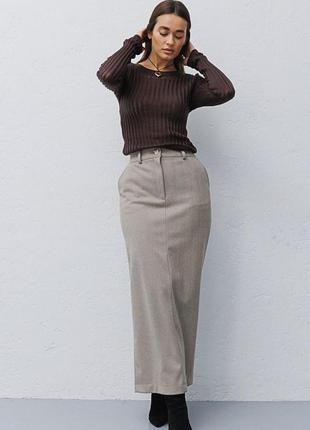 Женская удлиненная классическая юбка карандаш длиной миди1 фото
