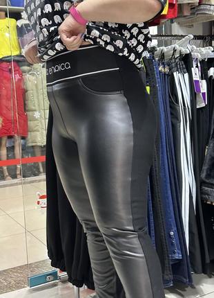 Жіночі брюки туреччина штучна шкіра кожзам трикотаж9 фото