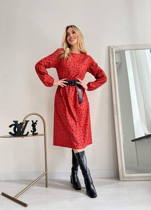 Стильна жіноча сукня з мікровельвету з поясом3 фото