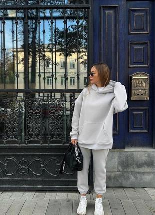 Жіночий теплий стильний спортивний костюм із капюшоном розмір oversize 42-46