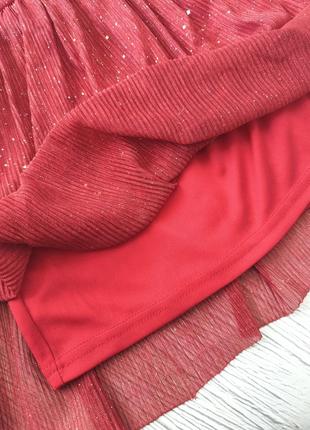 Нарядна червона сукня з блискітками8 фото