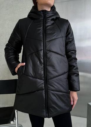 Женская зимняя стеганая куртка с боковыми молниями размеры 42-563 фото