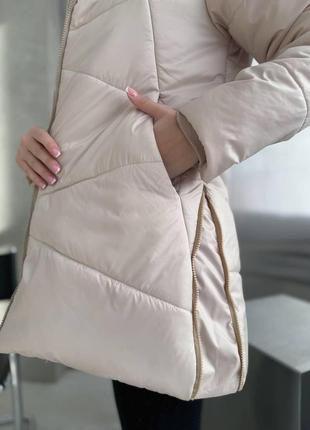 Женская зимняя стеганая куртка с боковыми молниями размеры 42-562 фото