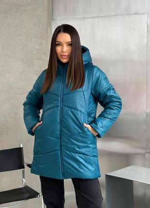 Женская зимняя стеганая куртка с боковыми молниями размеры 42-568 фото