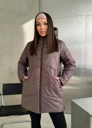 Женская зимняя стеганая куртка с боковыми молниями размеры 42-565 фото