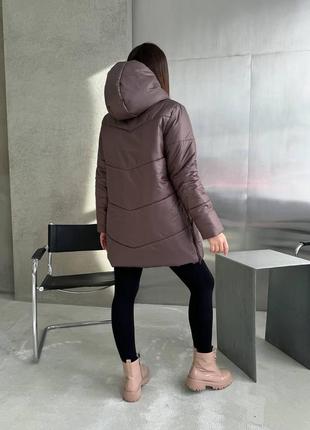 Женская зимняя стеганая куртка с боковыми молниями размеры 42-566 фото