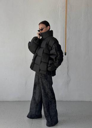 Красива куртка оверсайз 💗 женская черная куртка 💗 интересный крой куртки 💗8 фото