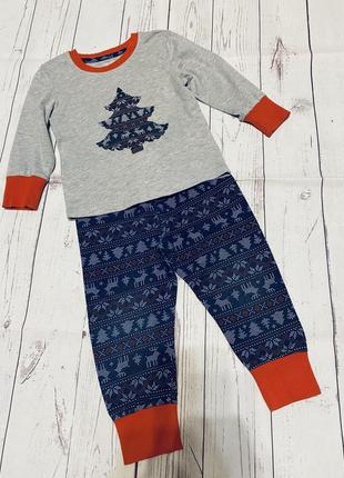 Піжама дитяча з новорічним принтом, костюм з ялинкою, святковий gloria jeans р92