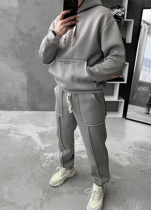 Костюм худи брюки зима/Розовый спортивный костюм трехнитка на флисе