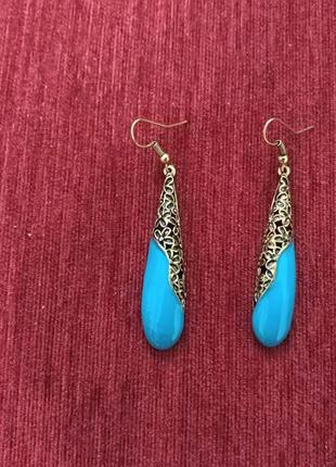 Серьги бирюзовые удлиненные