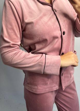 Велюровый костюм для дома, пудра розовая6 фото