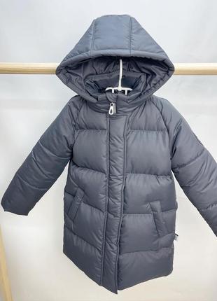 Зимний пуховик куртка для мальчика пальто серое на флисе внутри теплое до -30 мороза3 фото