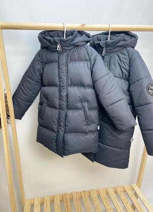 Зимний пуховик куртка для мальчика пальто серое на флисе внутри теплое до -30 мороза8 фото
